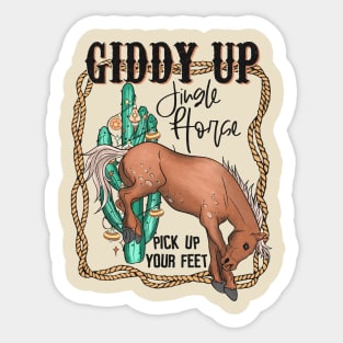 Giddy Up Jingle Horse Funny Western Christmas Sticker